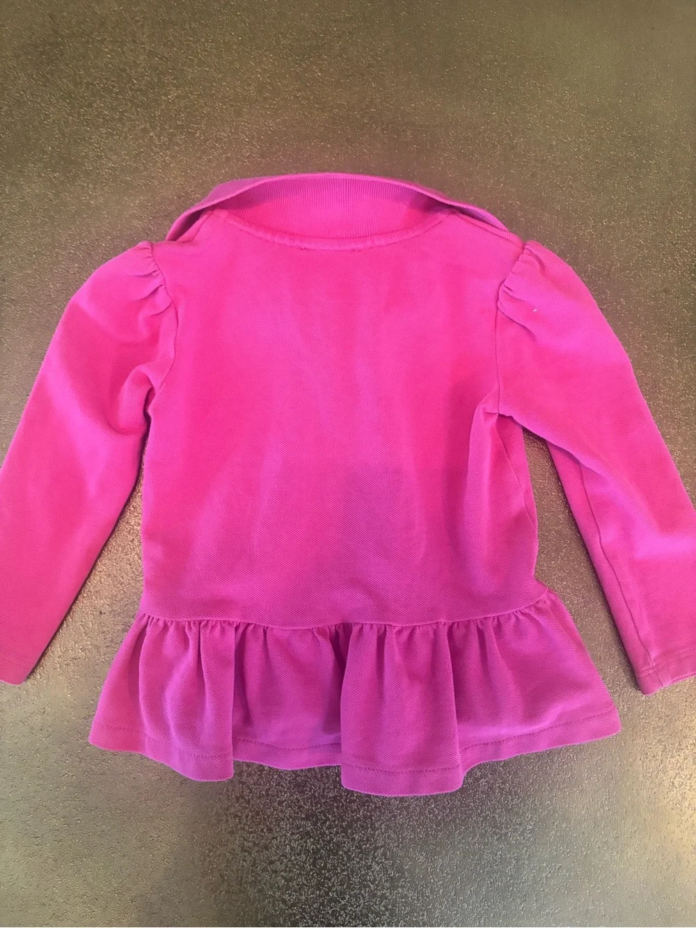 Ralph Lauren Girls Hot Pink Long-Sleeve Polo Peplum Top